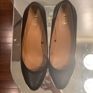 Black Almond Toe Wedges